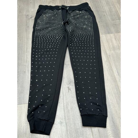 Alexander Wang Womens Jogger Pants High Rise Rhinestone Pockets Black Size XL - Picture 1 of 7